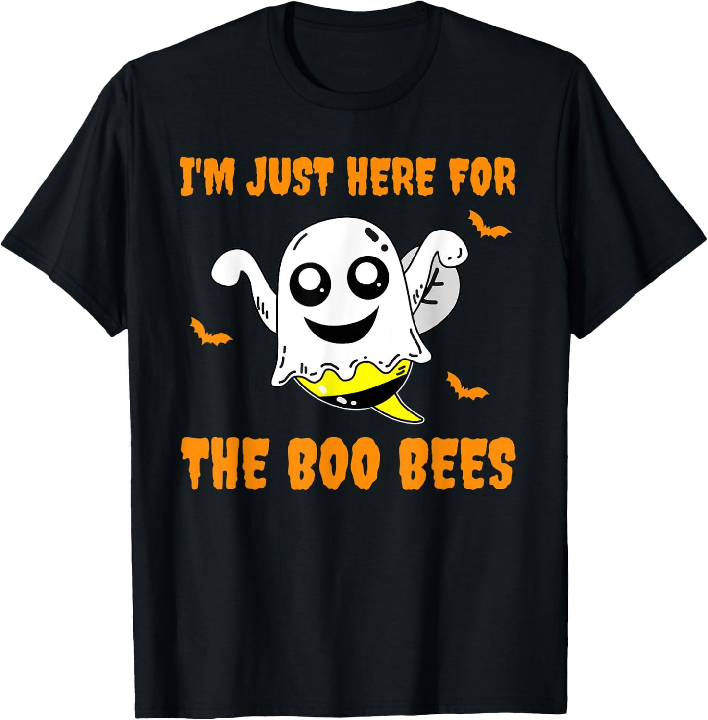I'm Just Here For The Boo Bees Halloween Apparel T-Shirt - T-Shirt | Black