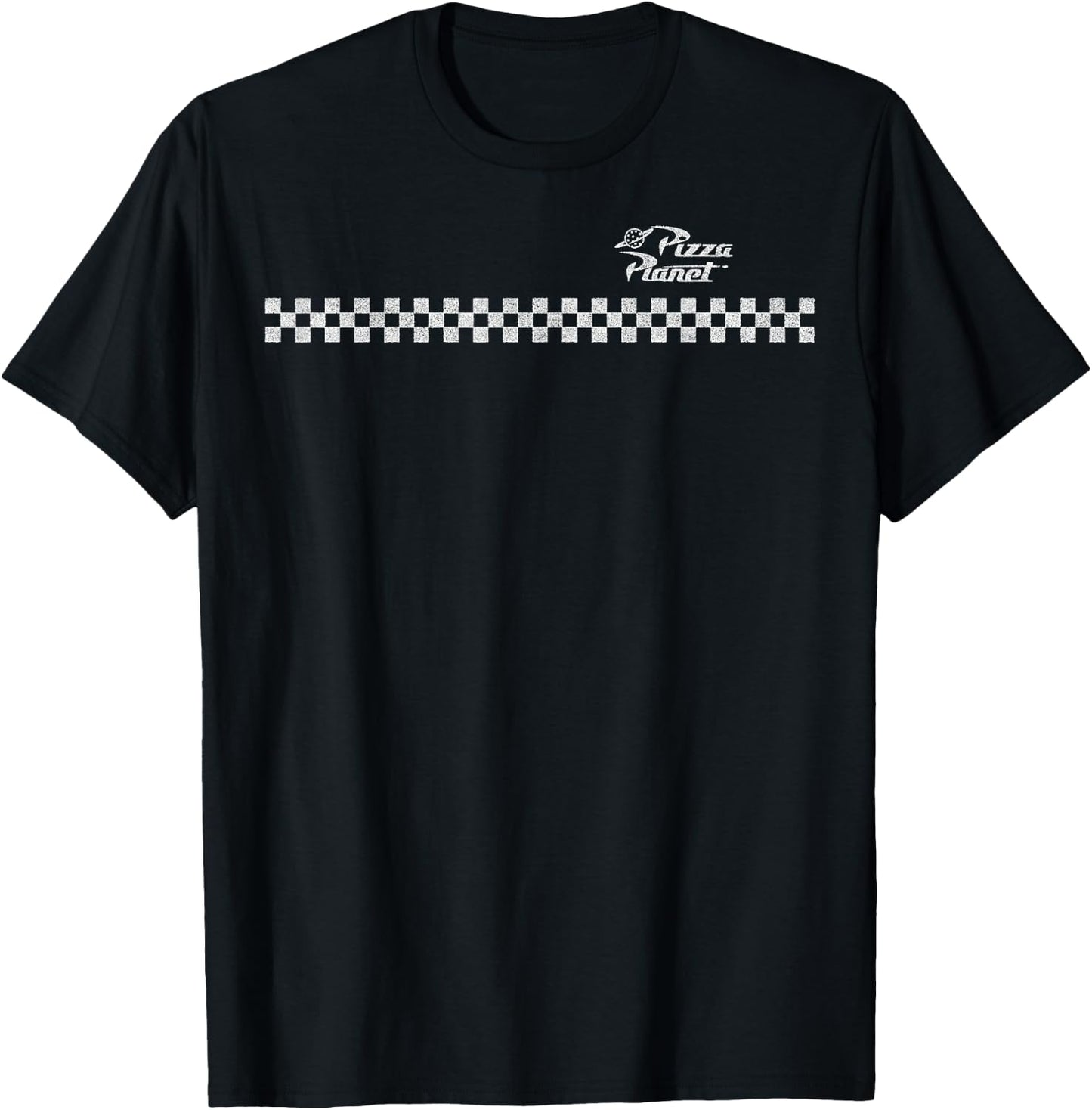 Disney Pixar Toy Story Checkered Pizza Planet Logo T-Shirt - T-Shirt | Black