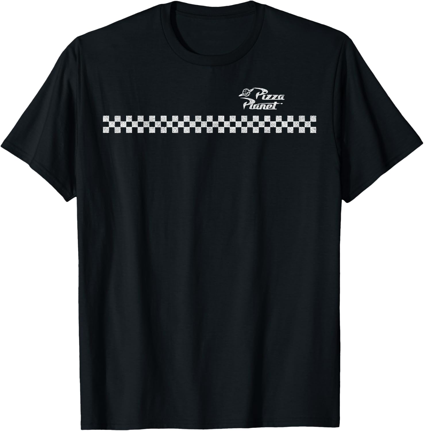 Disney Pixar Toy Story Checkered Pizza Planet Logo T-Shirt - T-Shirt | Black