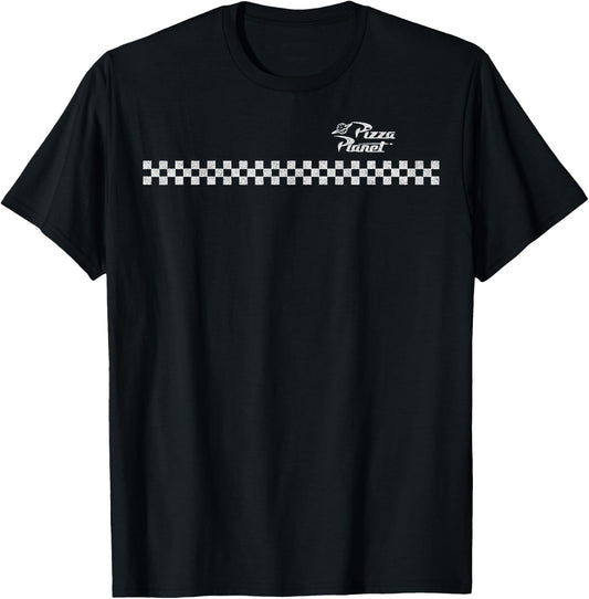 Disney Pixar Toy Story Checkered Pizza Planet Logo T-Shirt - T-Shirt | Black