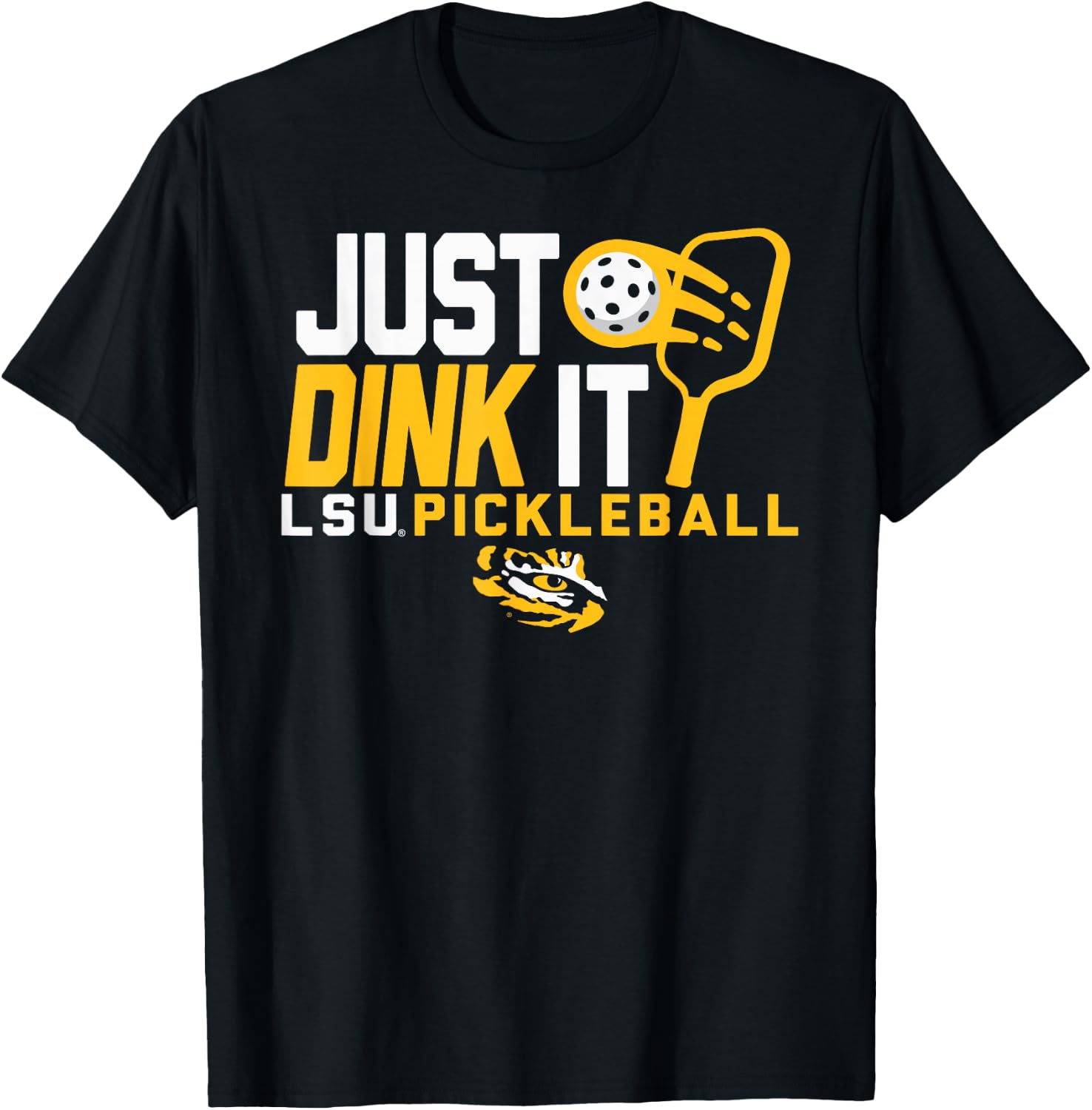LSU Tigers Pickleball Dink Purple Officially Licensed T-Shirt - T-Shirt | Black