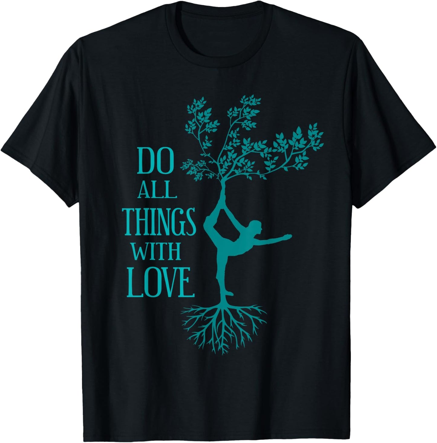 Yoga Love - Dancer Tree Pose T-Shirt - T-Shirt | Black
