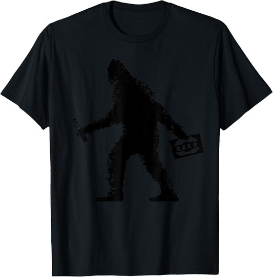 Funny Bigfoot Beer Design: Drinking With Sasquatch T-Shirt - T-Shirt | Black