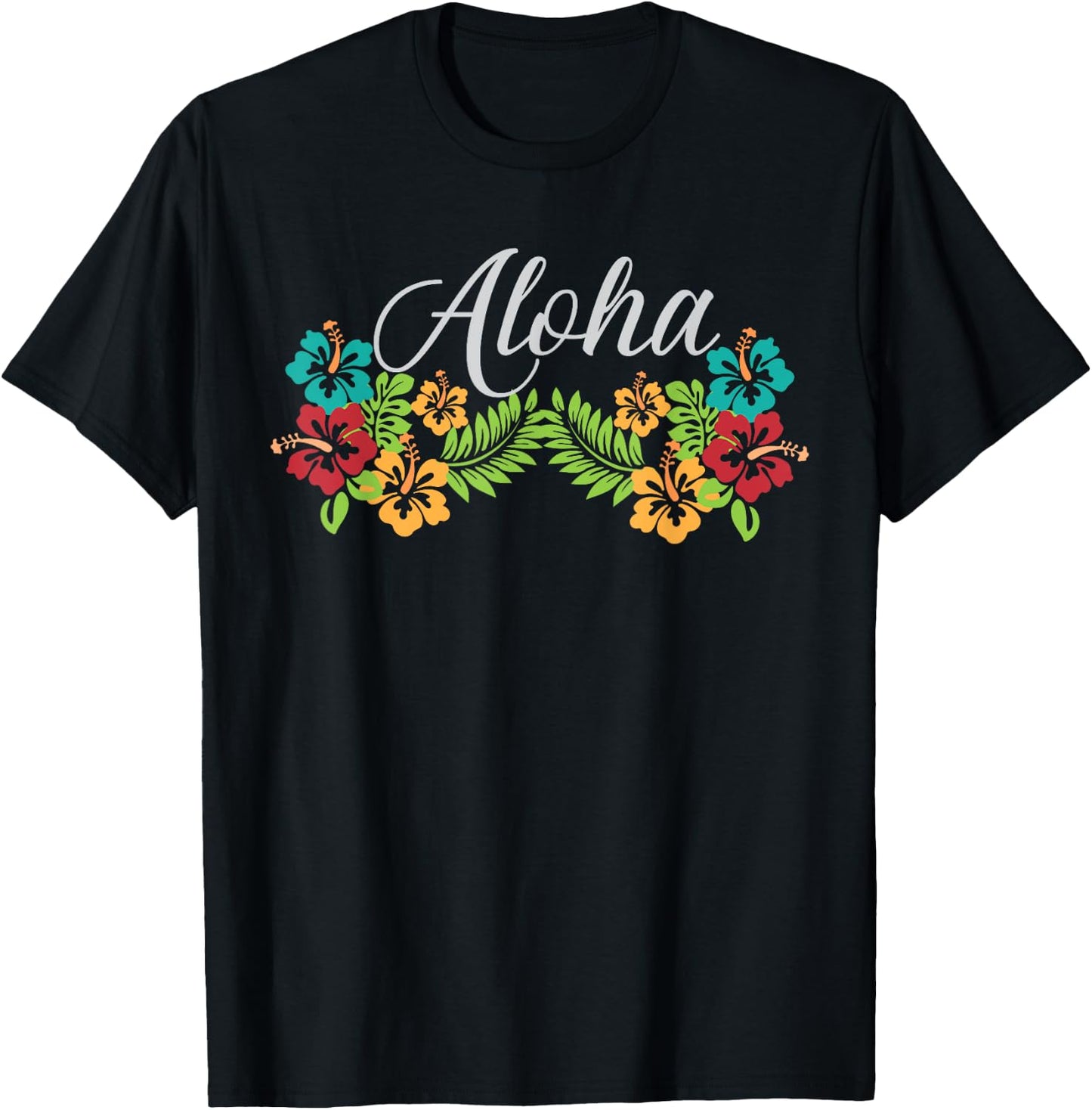Aloha Hawaii Hibiscus Flower - Aloha Ohana Hawaiian T-Shirt - T-Shirt | Black