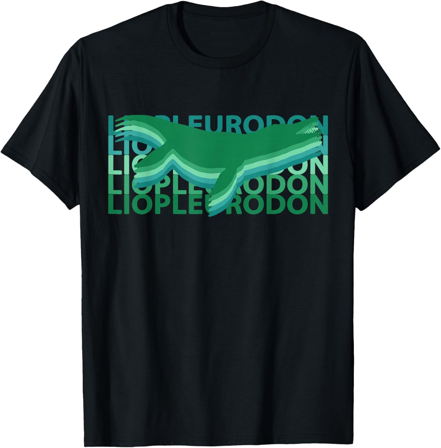 Liopleurodon Dinosaurs Vintage Repeat T-Shirt - T-Shirt | Black