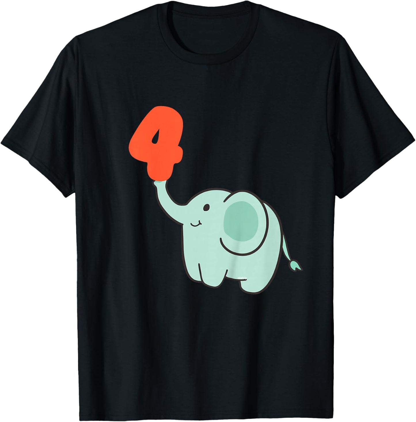 4th Birthday Gift Toddler Elephant 4 Years T-Shirt - T-Shirt | Black