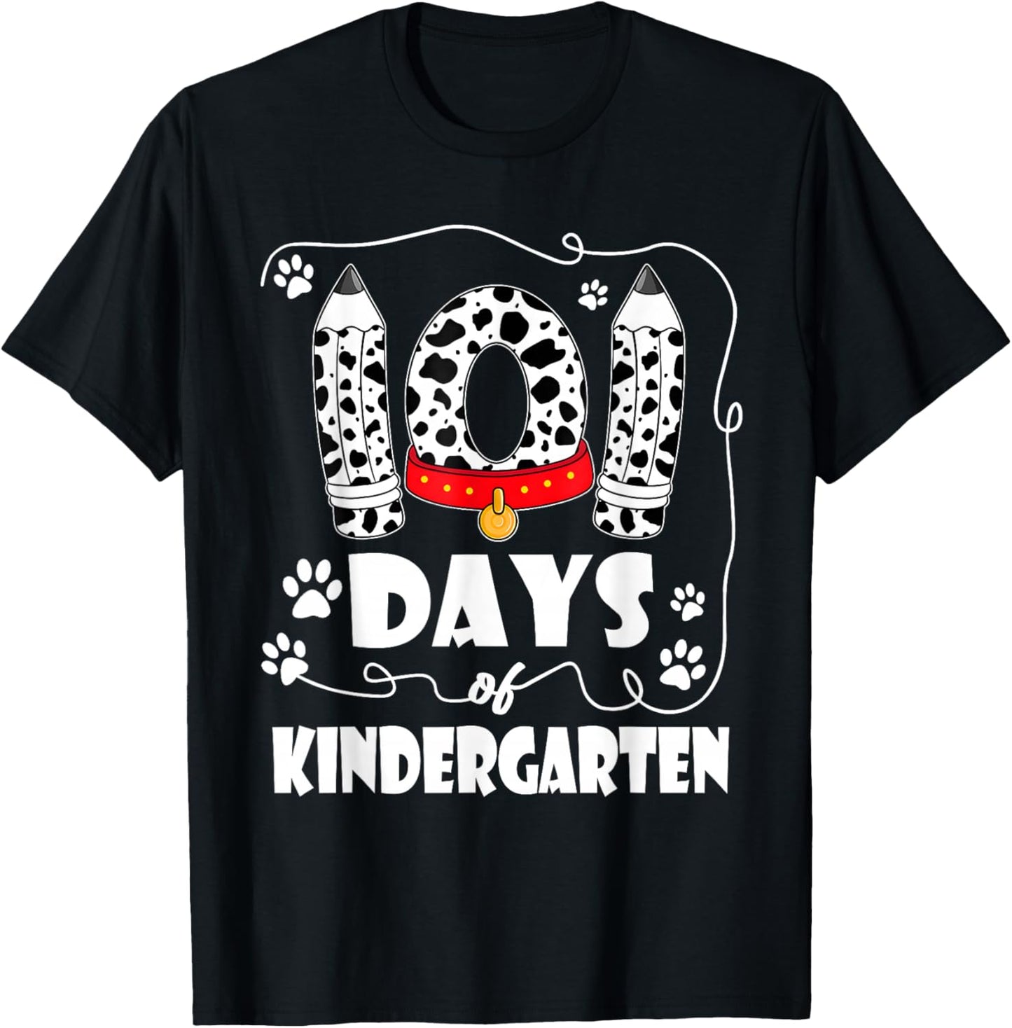 101 Days Kindergarten School 100 Days Dog 100th Day Students T-Shirt - T-Shirt | Black