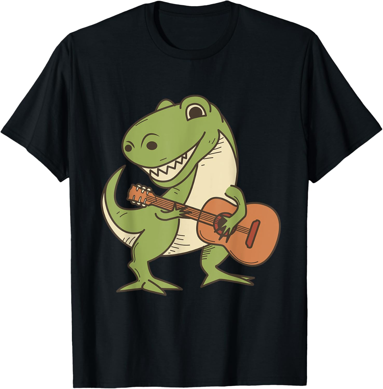 Dinosaur Playing Guitar Shirt | Cool Dino Music Lover Gift T-Shirt - T-Shirt | Black
