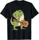 Dinosaur Playing Guitar Shirt | Cool Dino Music Lover Gift T-Shirt - T-Shirt | Black