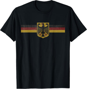 German Deutschland Flag Coat of Arms Banner Retro Vintage T-Shirt - T-Shirt | Black
