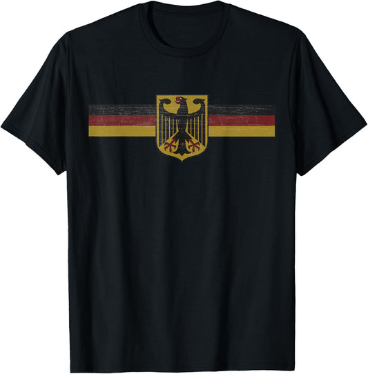 German Deutschland Flag Coat of Arms Banner Retro Vintage T-Shirt - T-Shirt | Black
