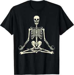 Meditating Skeleton Lotus Yoga Zen Balance Halloween Costume T-Shirt - T-Shirt | Black