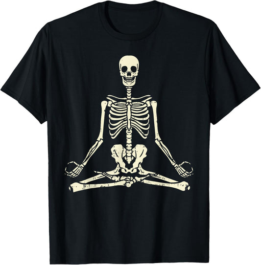 Meditating Skeleton Lotus Yoga Zen Balance Halloween Costume T-Shirt - T-Shirt | Black