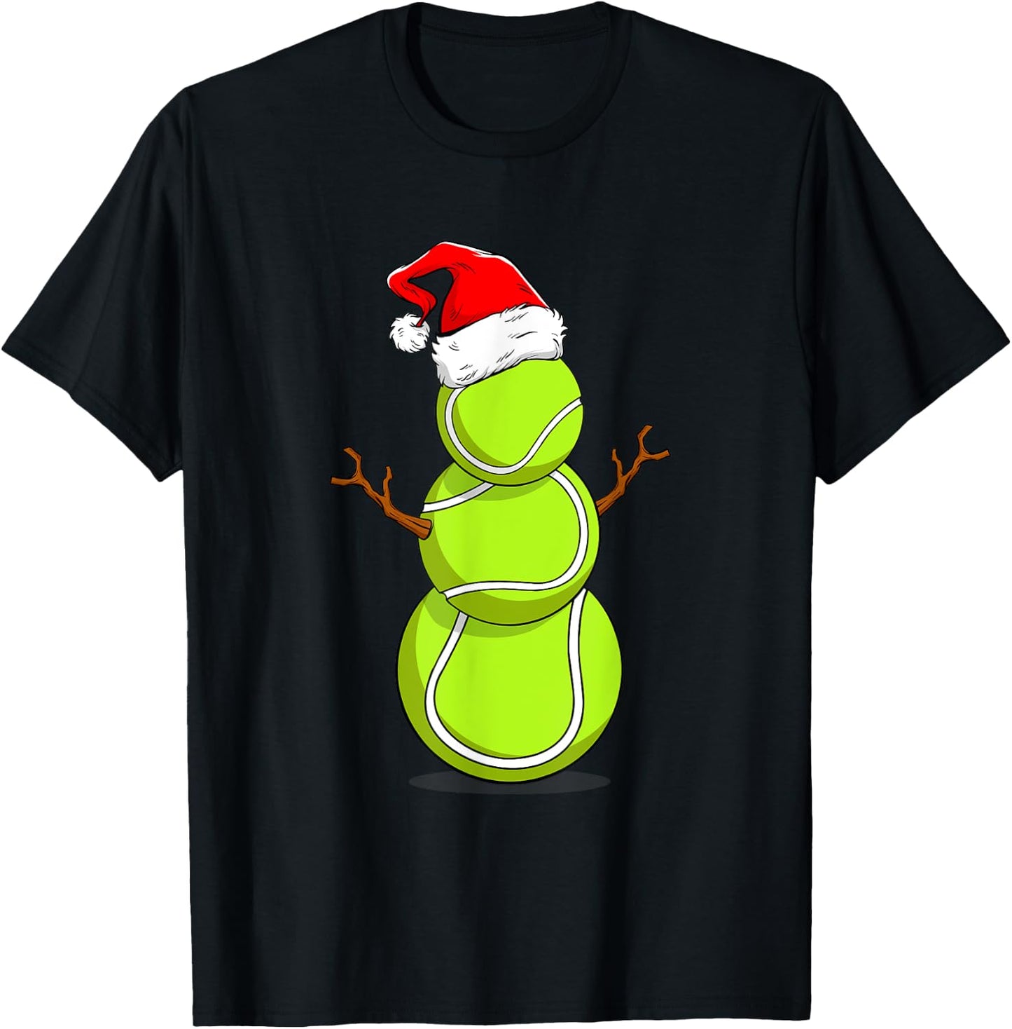Funny Tennis Player Gift Snowman Christmas T-Shirt - T-Shirt | Black
