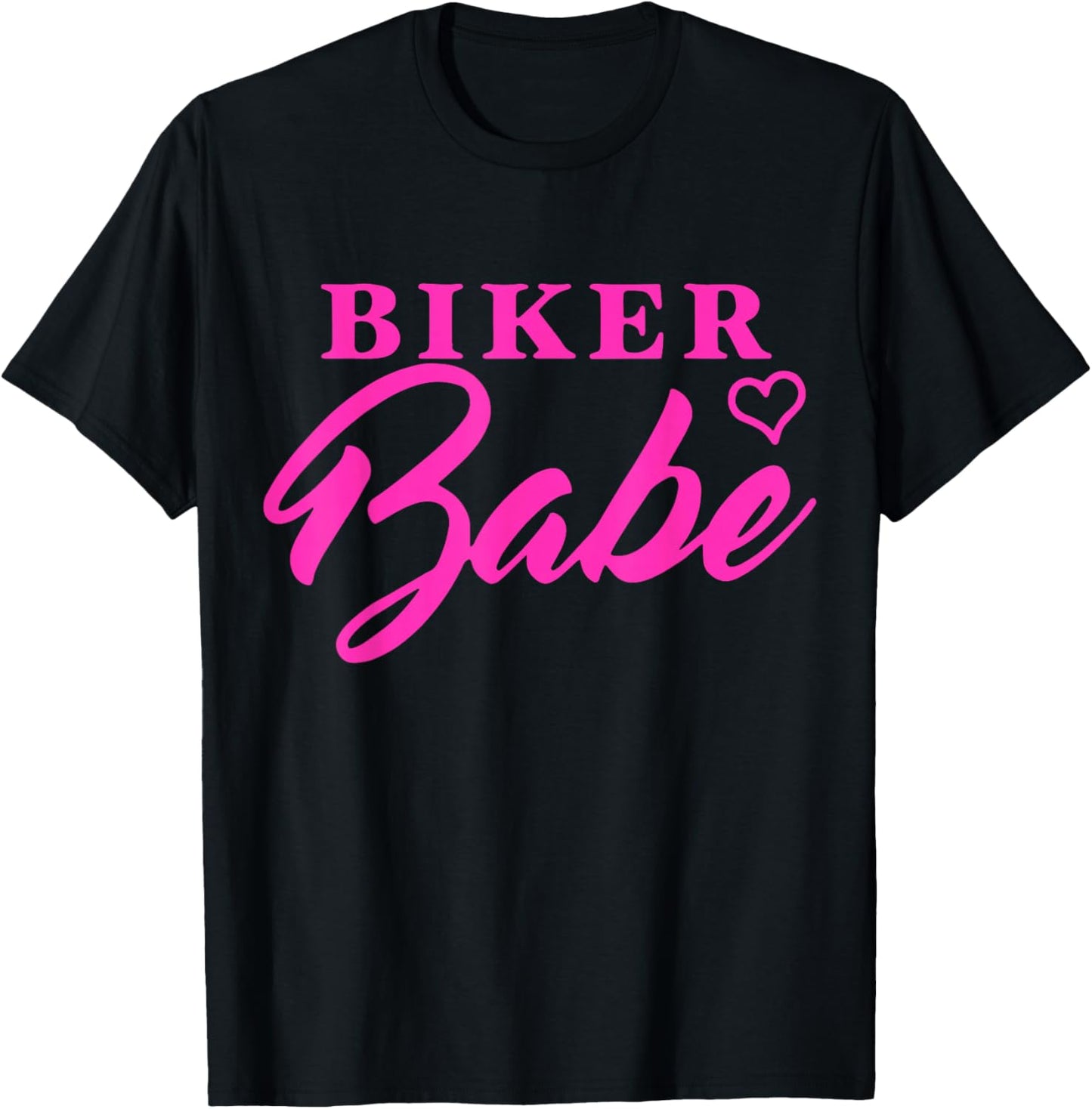 Pink Heart Motorcycle Women Riding Lifestyle Biker Babe T-Shirt - T-Shirt | Black