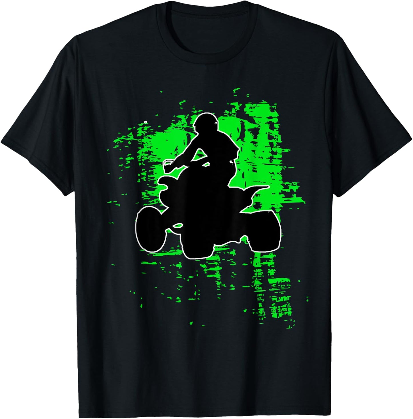 Green Splatter Quad Bike ATV Shirt Four Wheeler Brap T Shirt T-Shirt - T-Shirt | Black