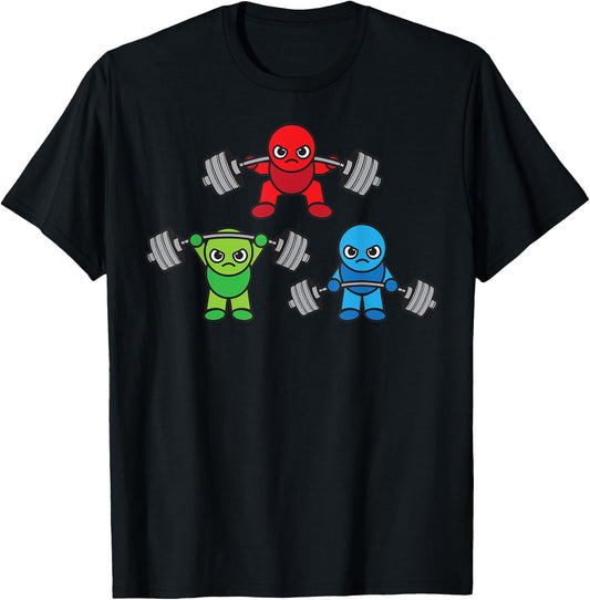 Weightlifting Cartoon Characters Gym T-Shirt - T-Shirt | Black
