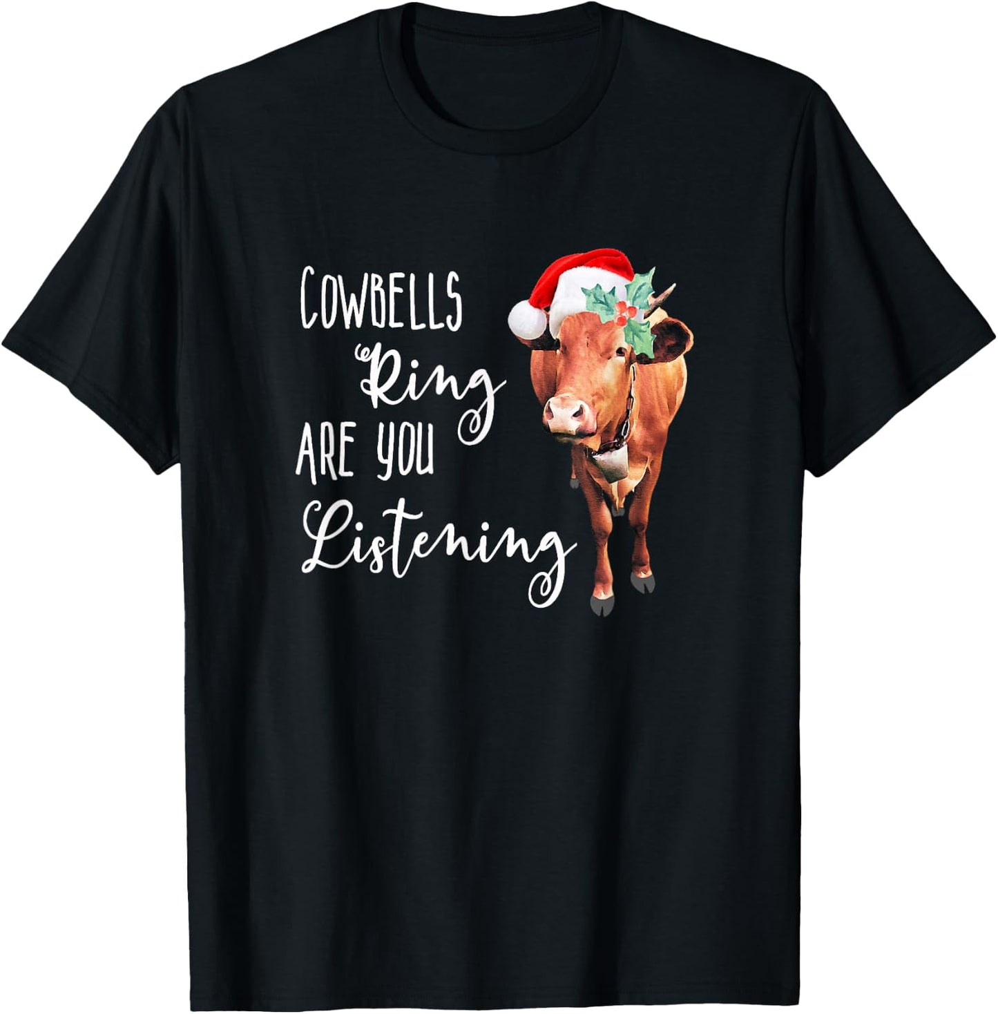 Christmas Heifer Cowbells Ring Vintage Country Gift T-Shirt - T-Shirt | Black