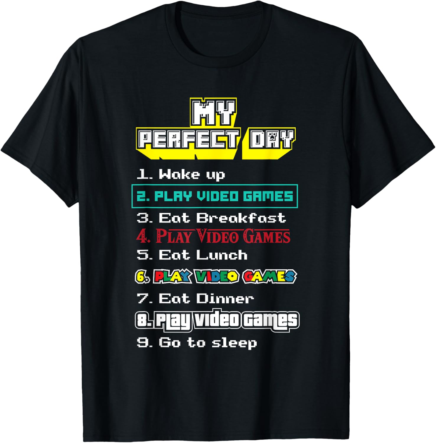 My perfect day video games - Gamer T-Shirt - T-Shirt | Black