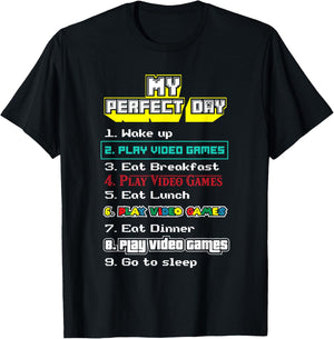 My perfect day video games - Gamer T-Shirt - T-Shirt | Black