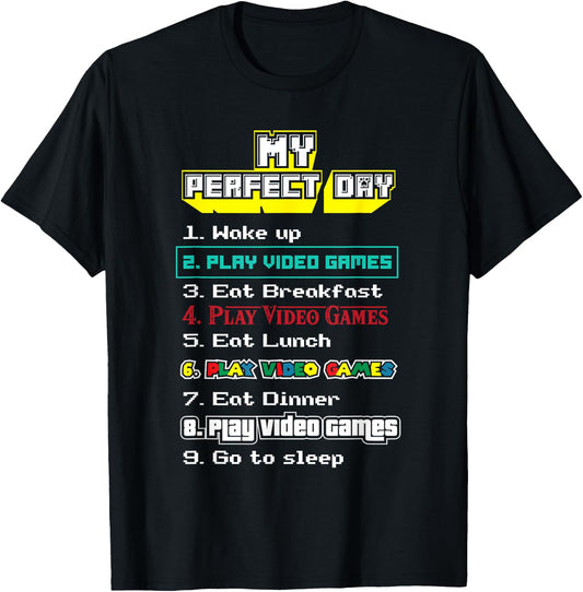 My perfect day video games - Gamer T-Shirt - T-Shirt | Black