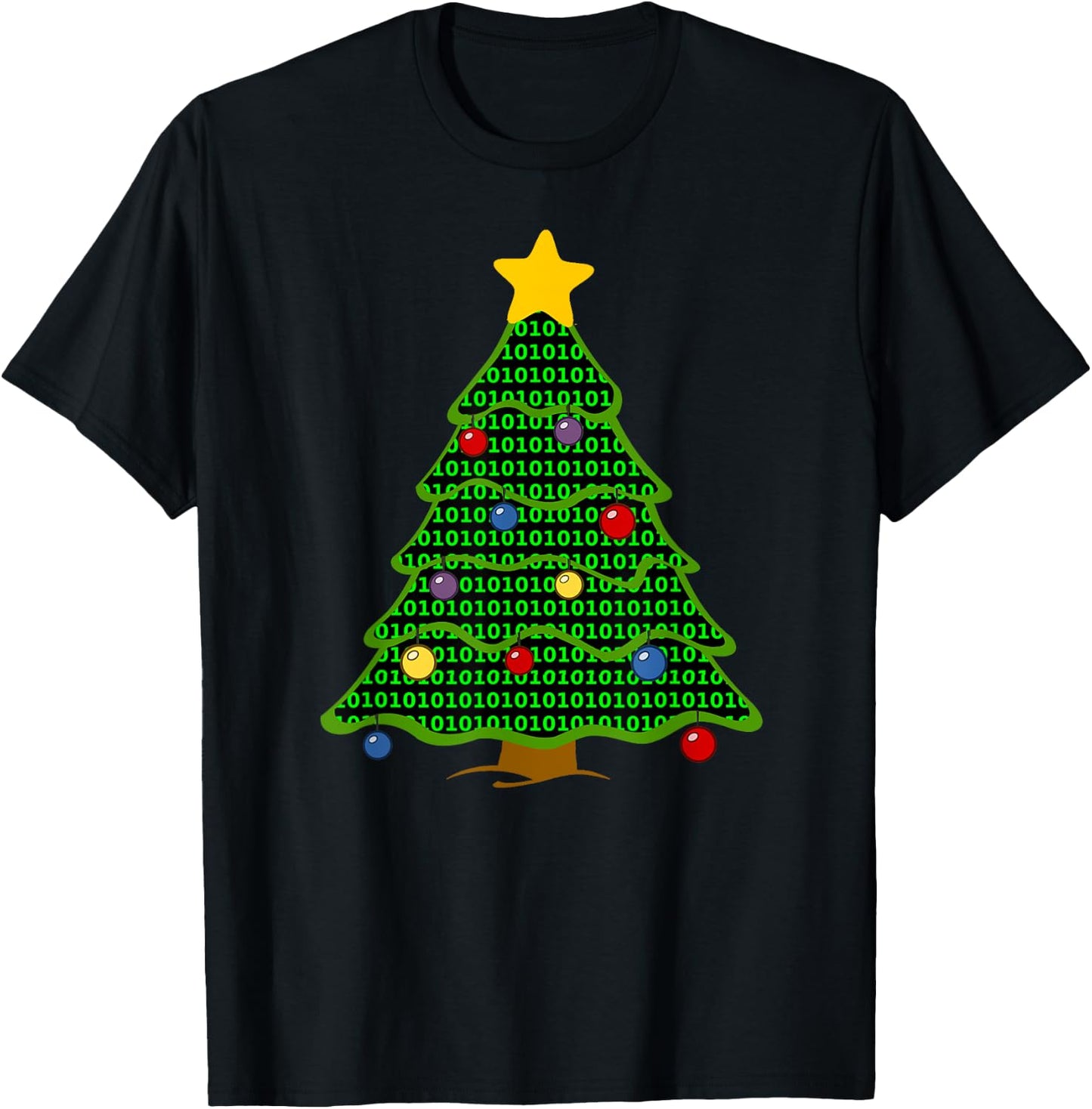 Nerdy Binary Code Christmas Tree computer geek gifts T-Shirt - T-Shirt | Black
