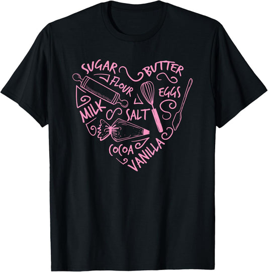 Cute Baking Gift Love Baking Cake Pastry Chef T-Shirt - T-Shirt | Black
