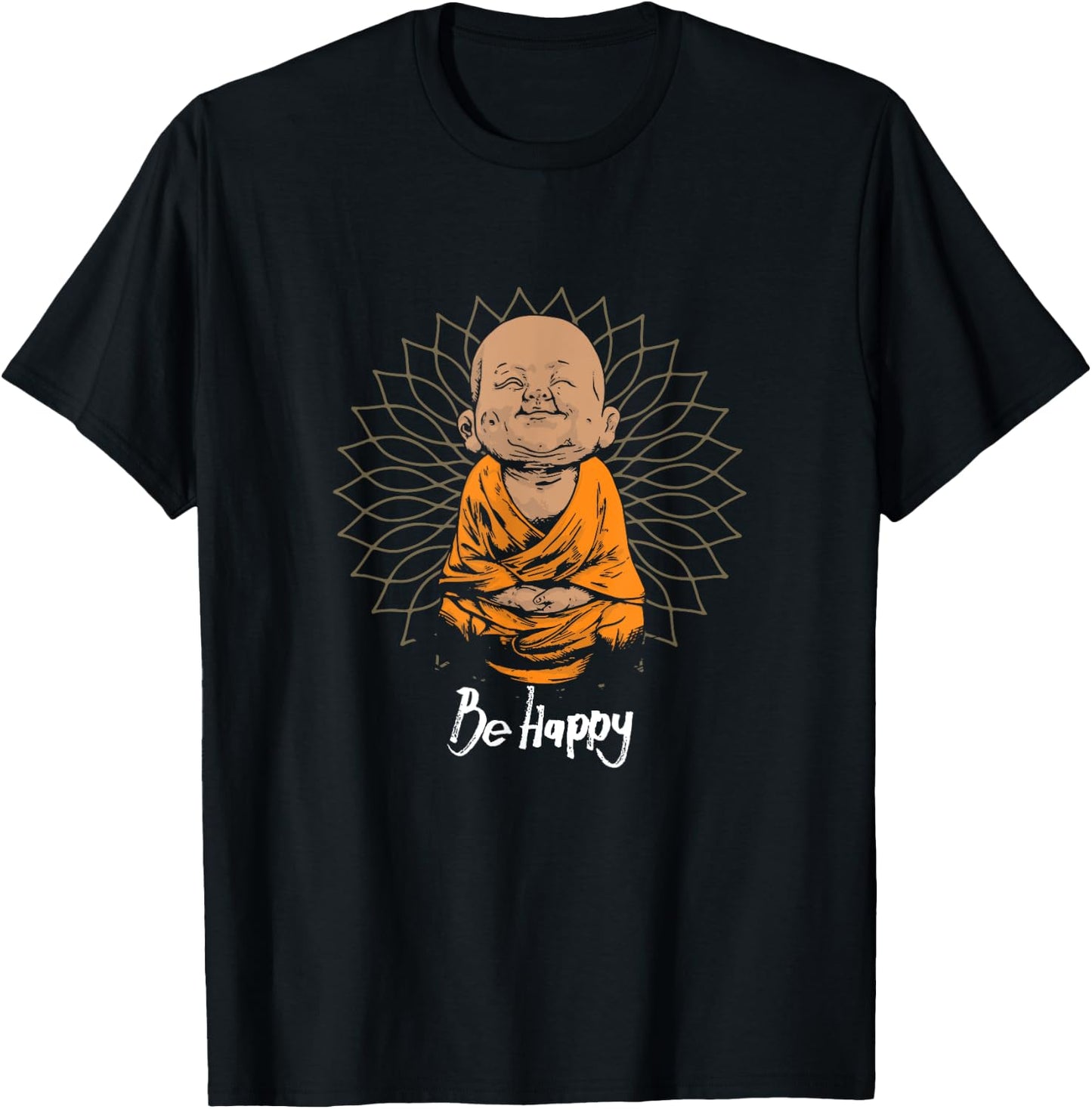Happy Zen Little Baby Buddha Mandala Gift T-Shirt - T-Shirt | Black