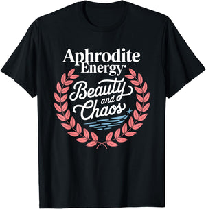 Aphrodite Whimsical Mythology Inspired Artistic Illustration T-Shirt - T-Shirt | Black