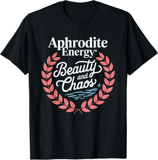 Aphrodite Whimsical Mythology Inspired Artistic Illustration T-Shirt - T-Shirt | Black