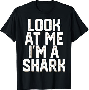 Funny Lazy Halloween Costume T Shirt Look At Me I'm A Shark T-Shirt - T-Shirt | Black
