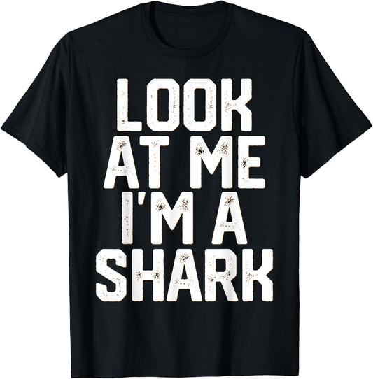 Funny Lazy Halloween Costume T Shirt Look At Me I'm A Shark T-Shirt - T-Shirt | Black