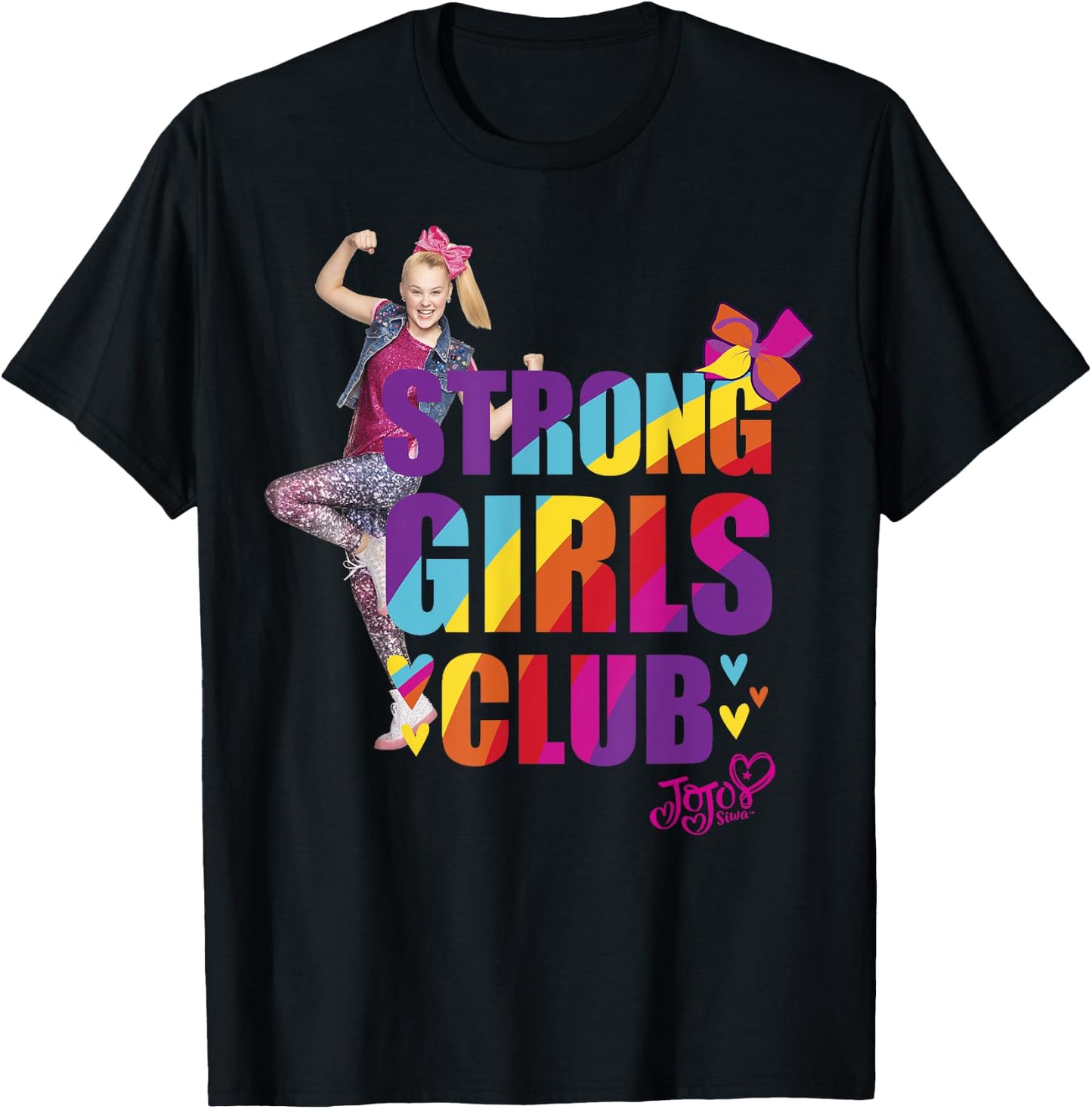 JoJo Siwa Strong Girls Club Rainbow Flex Graphic T-Shirt - T-Shirt | Black