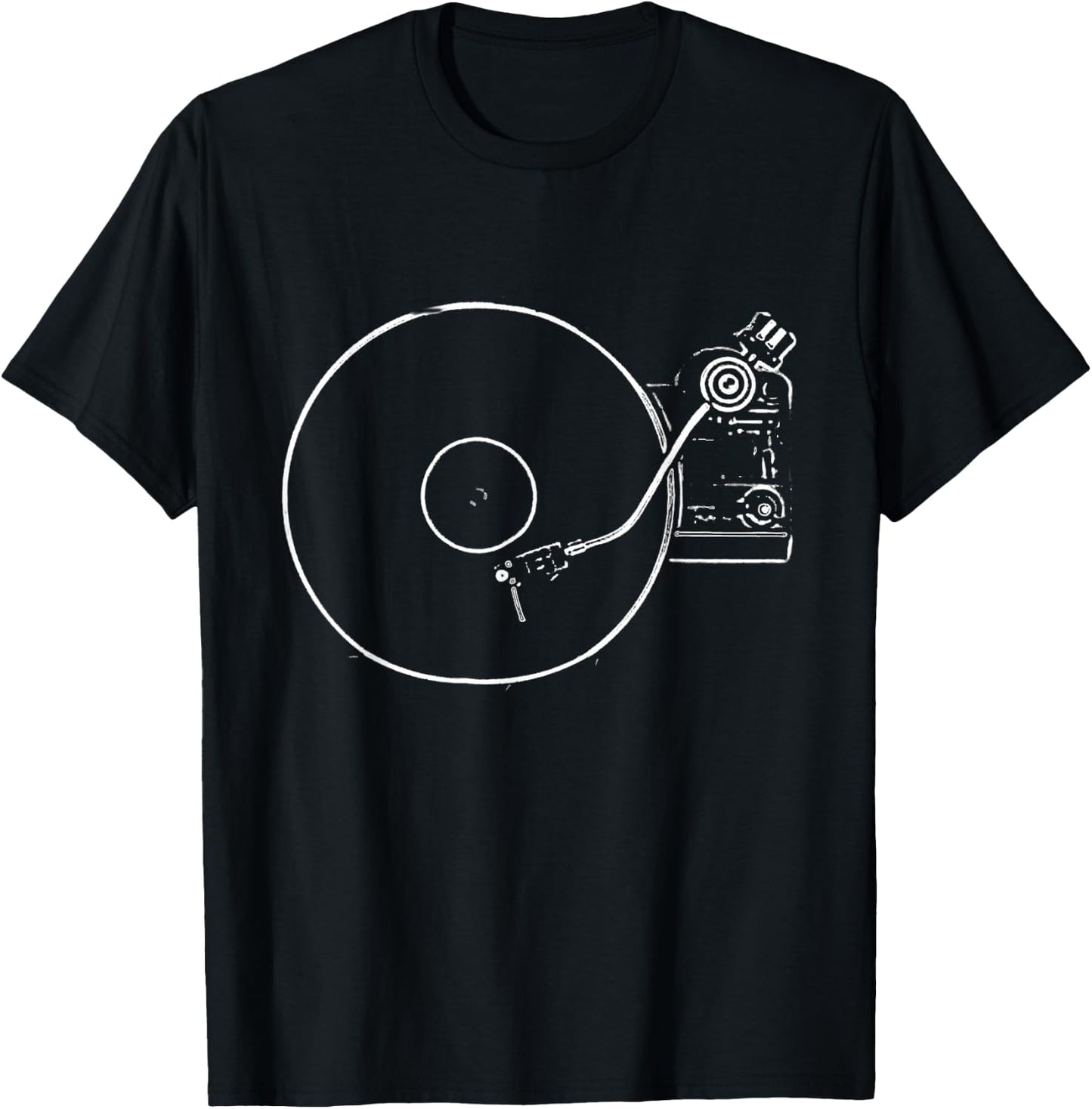 Vinyl Record Player Sketch Drawing T-Shirt - T-Shirt | Black