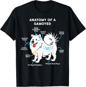 Anatomy of A Samoyed Funny Dog Master Mistress T-Shirt - T-Shirt | Black