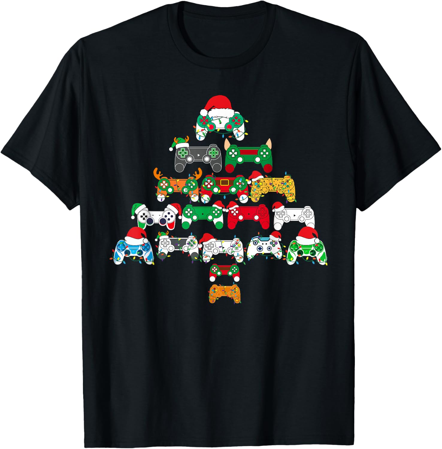 Funny Video Game Controller Christmas Tree Gamer Boys Kids T-Shirt - T-Shirt | Black