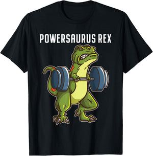 I Love Dinosaur and Fitness Co. Funny T Rex Powerlifting Weightlifting Gym Workout Boys Gift T-Shirt - T-Shirt | Black
