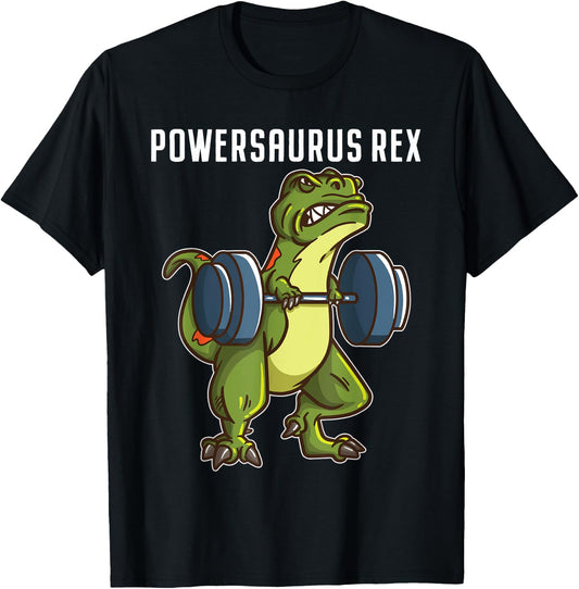 I Love Dinosaur and Fitness Co. Funny T Rex Powerlifting Weightlifting Gym Workout Boys Gift T-Shirt - T-Shirt | Black