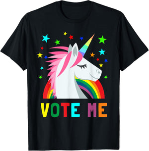 Vote Me Funny Unicorn For President Election Voting Mid Term T-Shirt - T-Shirt | Black