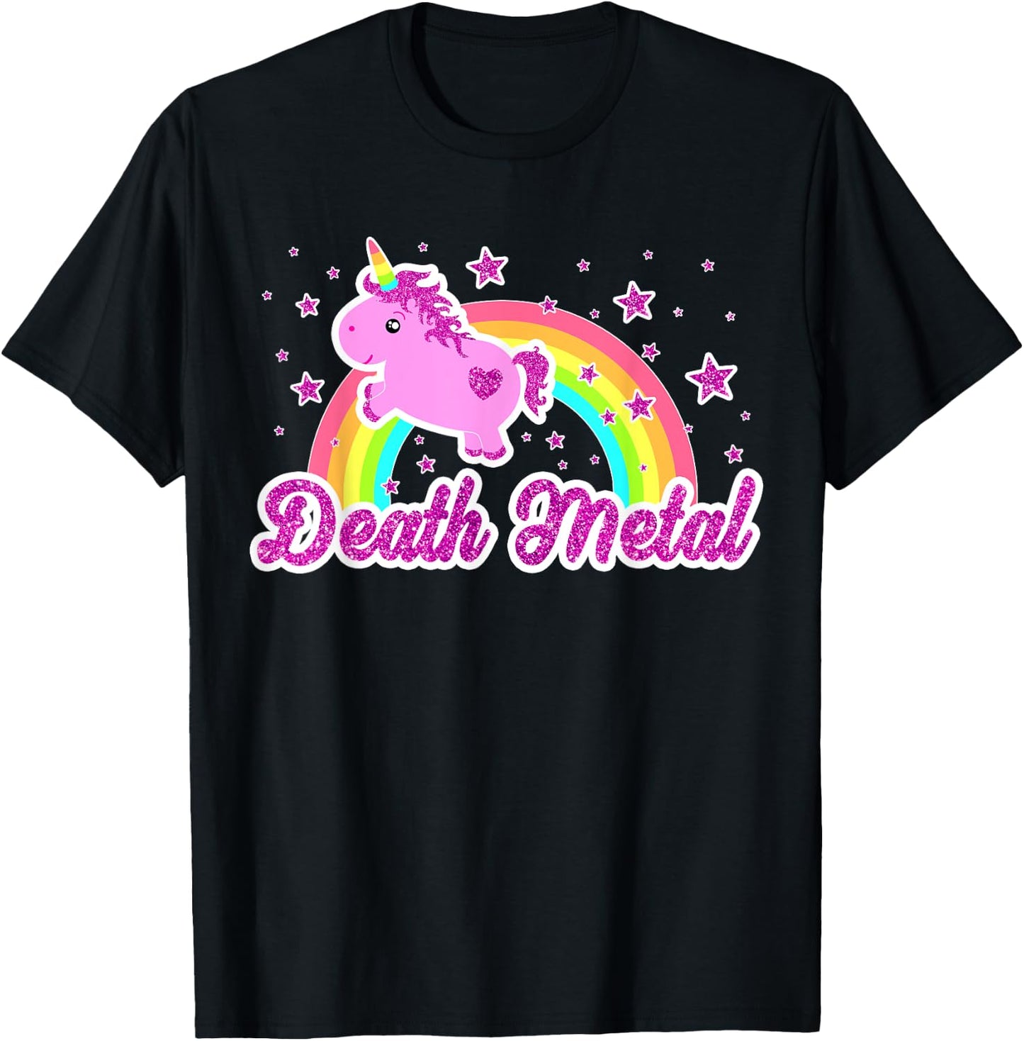 Death Metal Music Funny Ironic Cool Unicorn Festival T-Shirt - T-Shirt | Black