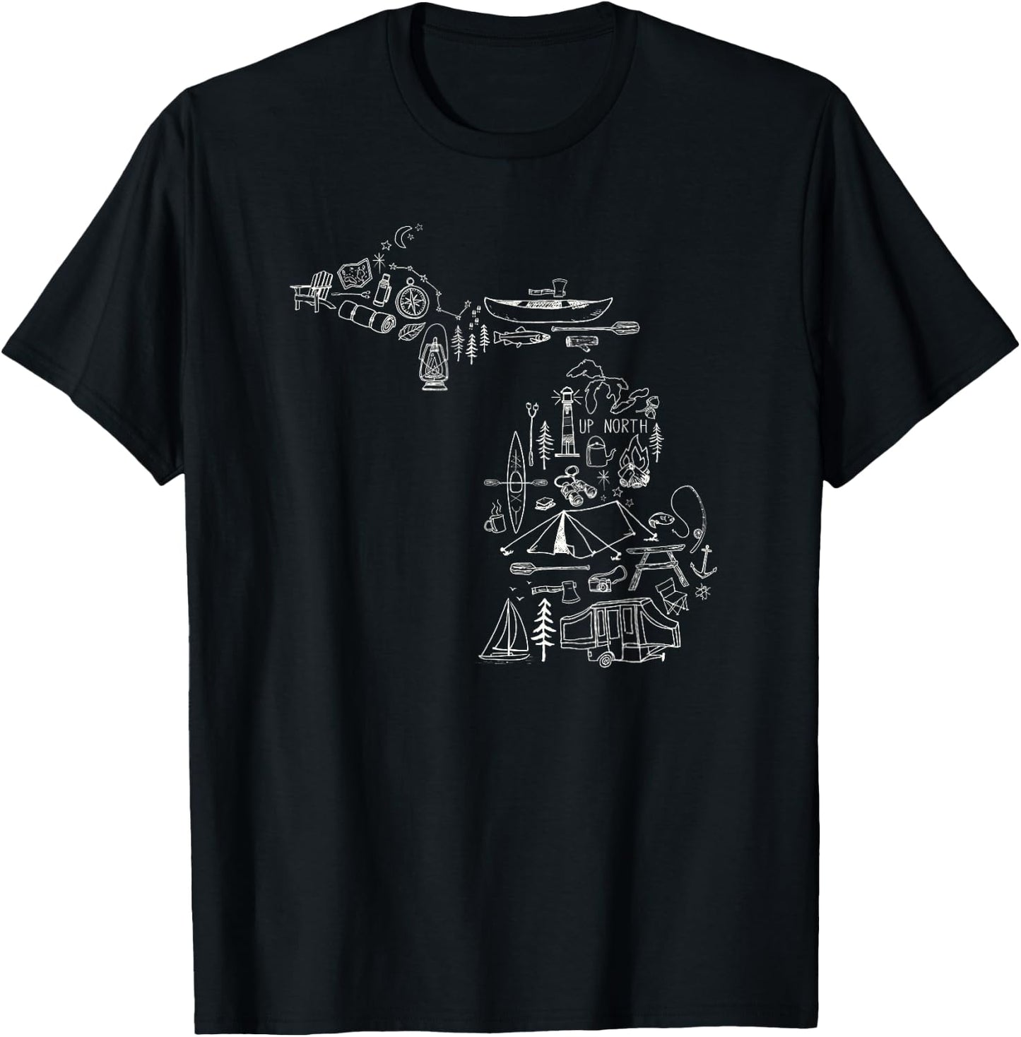 Michigan Up North Camping Nature Lake Life Collage T Shirt T-Shirt - T-Shirt | Black