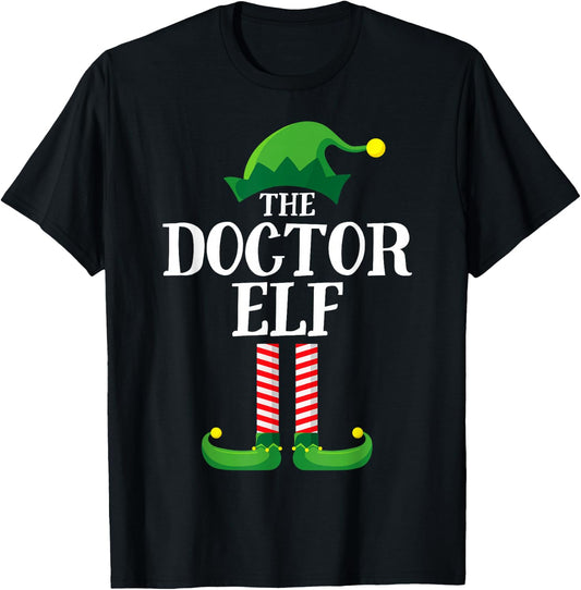 Doctor Elf Matching Family Group Christmas Party Pyjamas T-Shirt - T-Shirt | Black