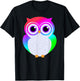 Electric Neon Rainbow Owl Rave Fashion T-Shirt - T-Shirt | Black