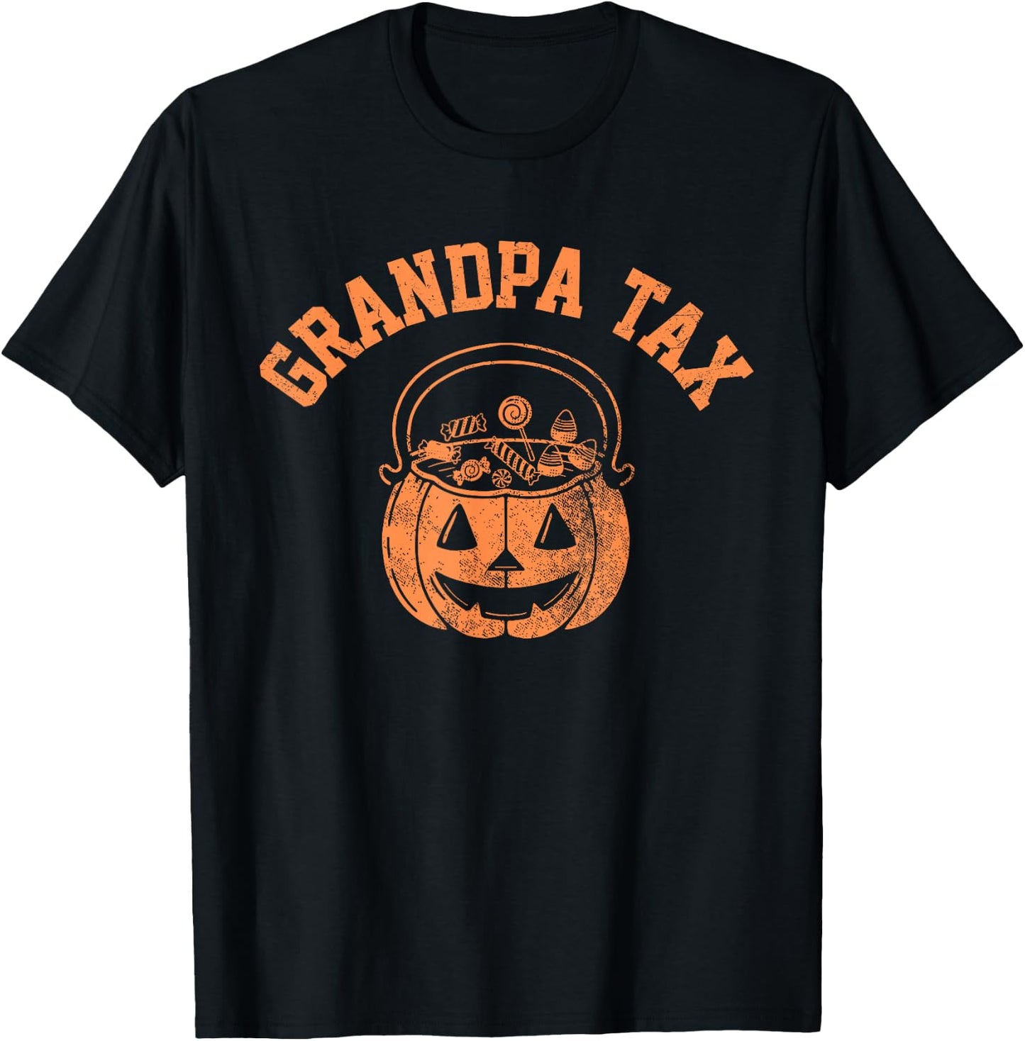 Vintage Grandpa Tax Halloween Pumpkin Spooky Trick or Treat T-Shirt - T-Shirt | Black