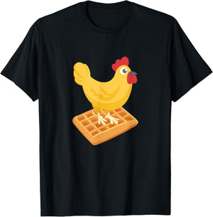 Chicken & Waffles Funny Breakfast T-Shirt - T-Shirt | Black