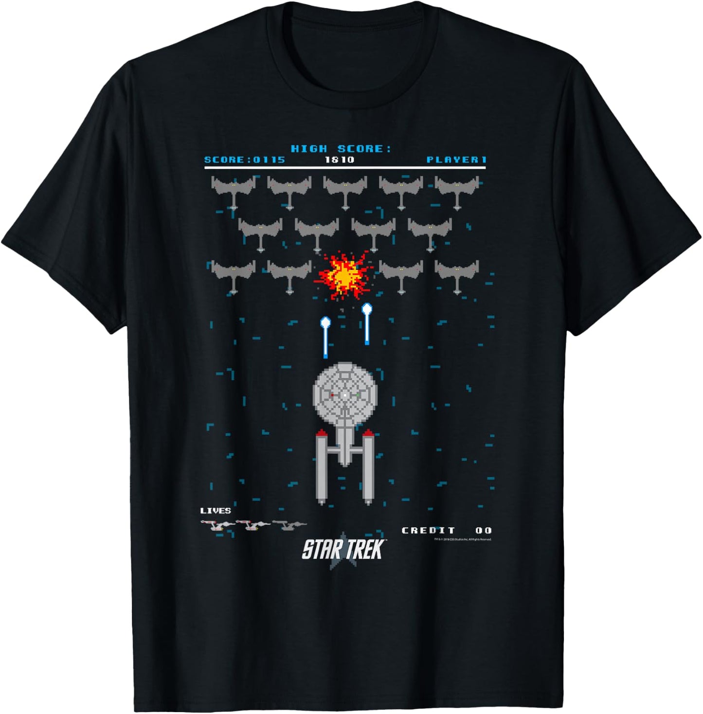 Star Trek: The Original Series Pixel Space Battle T-Shirt - T-Shirt | Black
