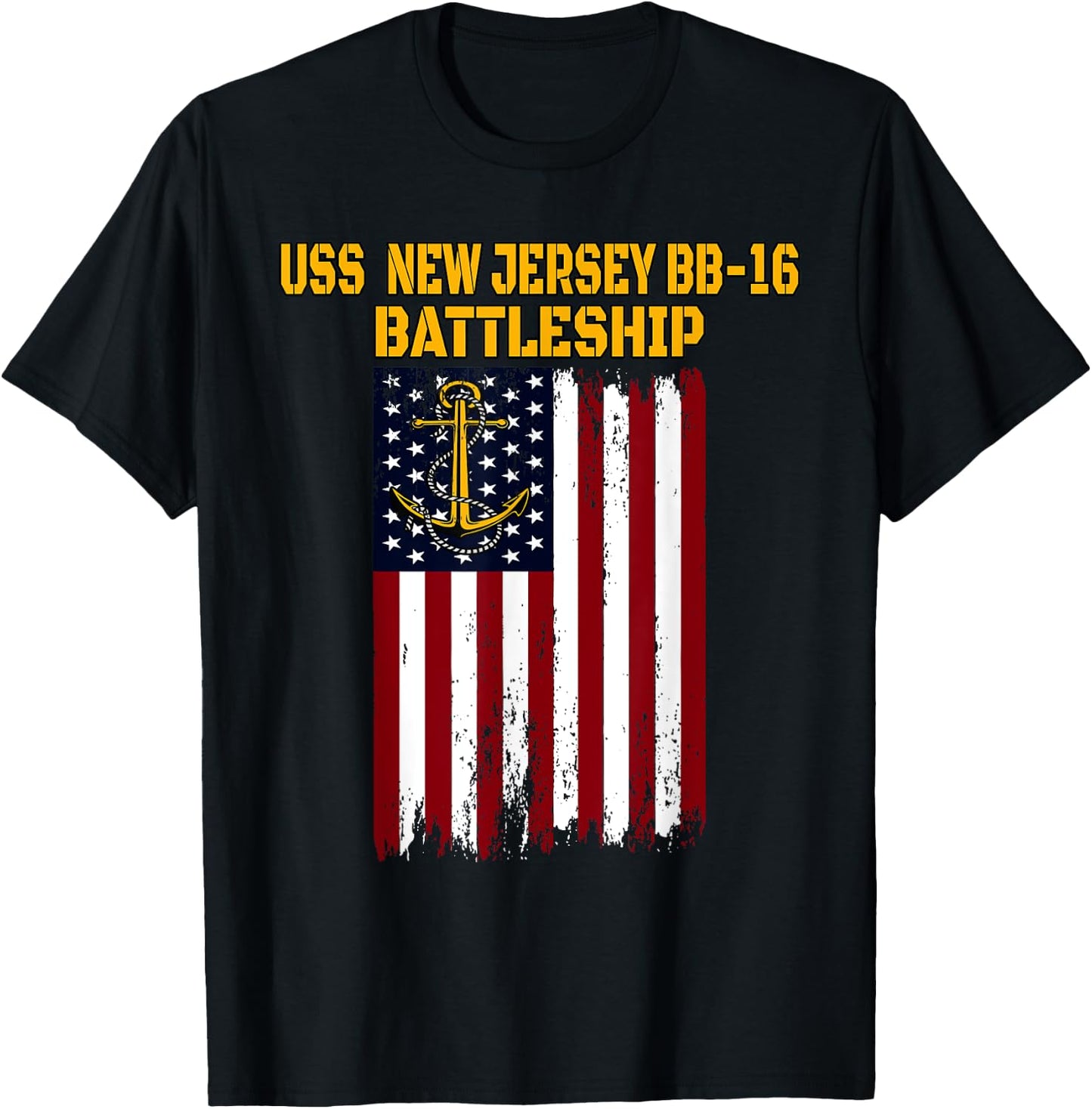 Battleship USS New Jersey BB-16 Warship Veterans Day Father T-Shirt - T-Shirt | Black