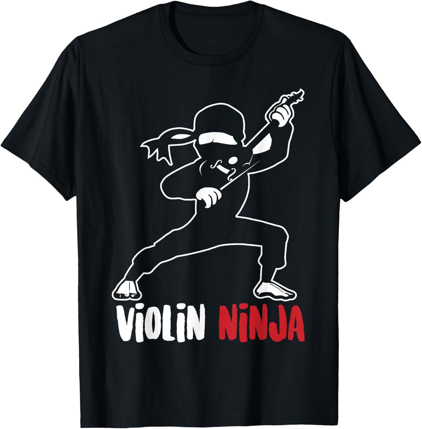 Violin Ninja Cute Violinist Musician Funny Music Player Gift T-Shirt - T-Shirt | Black