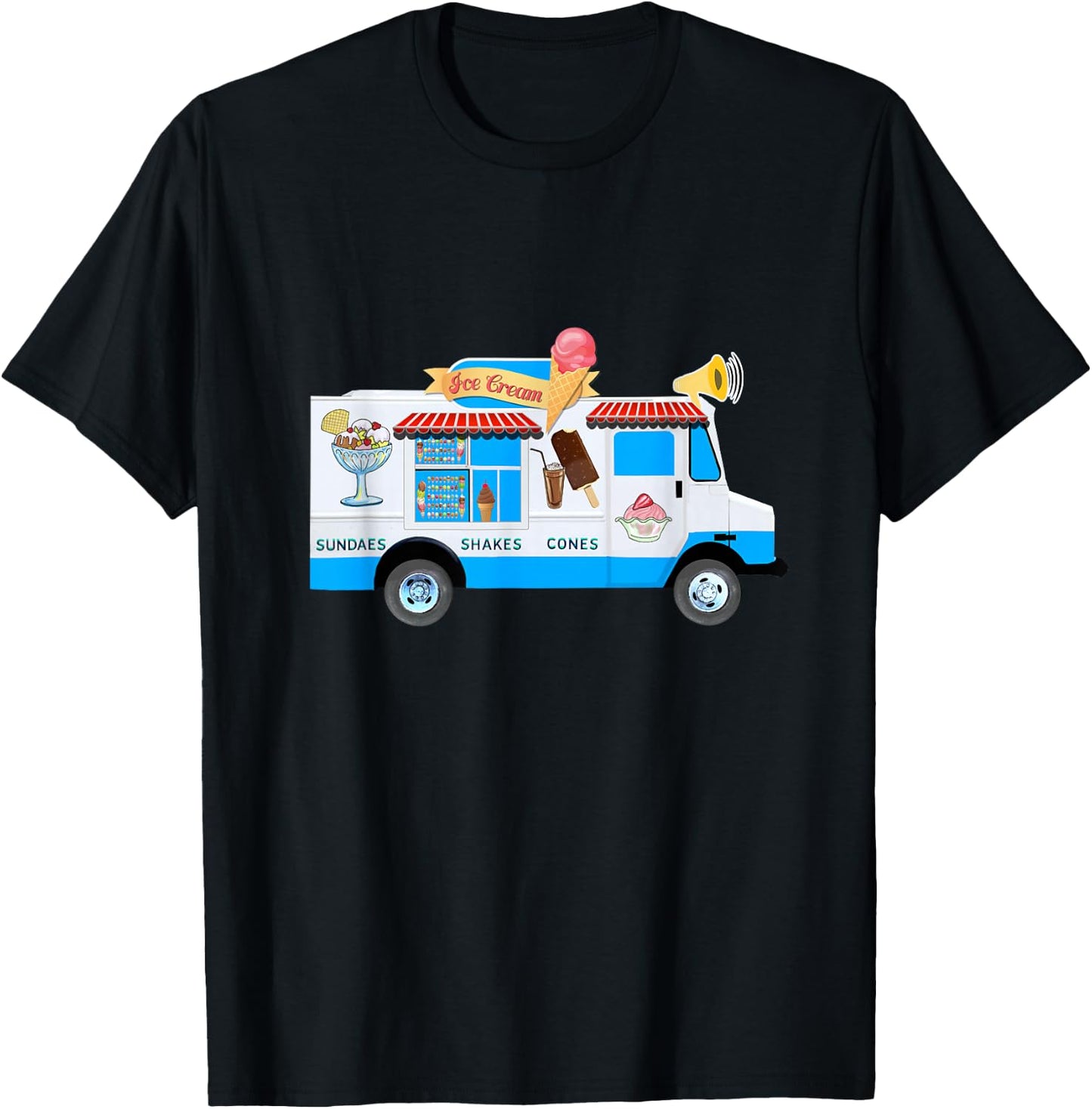 Ice Cream Truck Nostalgic T-Shirt - T-Shirt | Black
