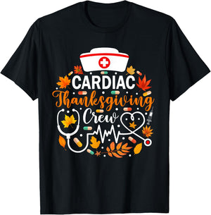 Cardiac Thanksgiving Nurse Crew Funny Thanksgiving Nurse T-Shirt - T-Shirt | Black